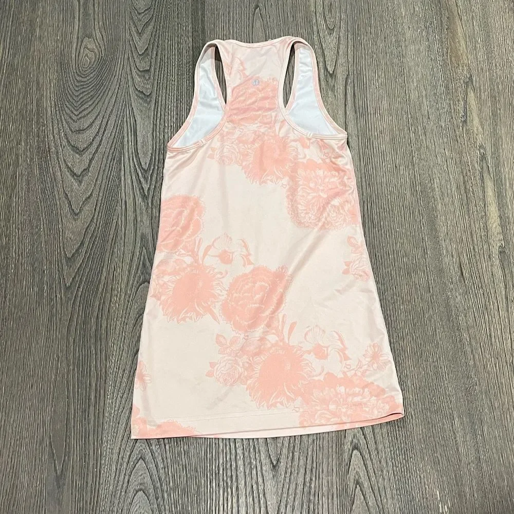 Lululemon Cool Racerback Tank Light Floral Rose Pink Active Workout Sz M
